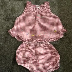 ミキハウス 赤と白ギンガムチェック ベビー服