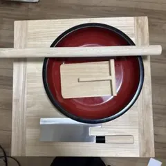 関兼蔵作 麺切り包丁 こね鉢 麺棒 駒板 蕎麦打ちセットのサムネイル