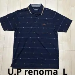 U.P renoma ポロシャツ ブラック　黒　ロゴ メンズ Lのサムネイル