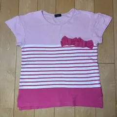 BeBe べべ 半袖ボーダー ピンクカットソー　150cmのサムネイル