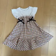 ブラウンチェック ワンピース 80センチ