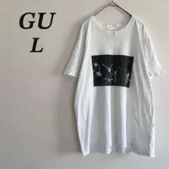 GU Tシャツ L ホワイト クイーン バンド コラボ 半袖 ビッグシルエット
