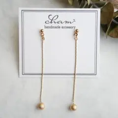 (No.194) シンプル ゴールド ロング ハンドメイドピアス イヤリング