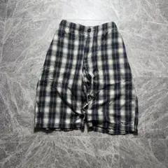 90s archive 丈長 checked wide half-pantsのサムネイル