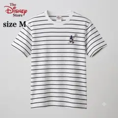 【ディズニーストアー】コットン ミッキー&ミニー刺繍 ボーダー 半袖Tシャツ