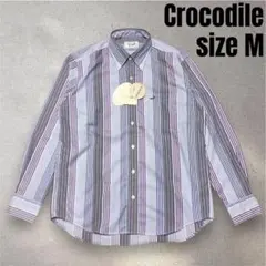 クロコダイル 新品未使用 ストライプボタンダウンシャツ M~L 長袖 ストレッチ