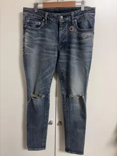 エーケーエム AKM × エイチティーシー HTC スタッズ加工デニムパンツ M