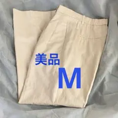 M 美品　ユニクロ　リネンブレンドタックワイドパンツ