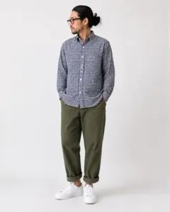 45RPM ネイビー ギンガムチェック ガーゼ長袖シャツのサムネイル