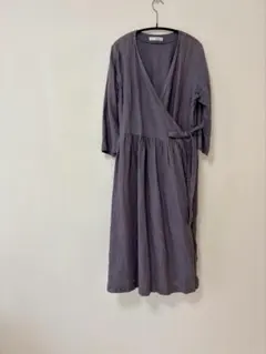 グレー ラップワンピース 長袖