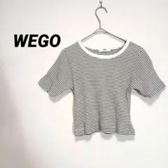 5245U○ウィゴー ボーダー　リブ半袖Tシャツ S クロップド丈 チビT 白黒
