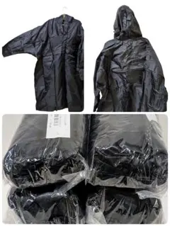 お買い得！4個セット 防水アウトドアレインコート ポンチョ フリーサイズ 黒