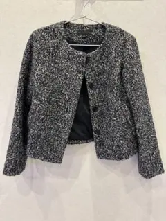 ユニクロ　ツイード　ウール　ノーカラー　ジャケット