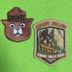 A2224米国　森林管理局　ビッグフット&スモーキーベアー刺繍ワッペン　アイロン