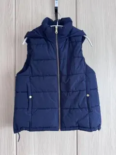 【美品】GU キルティングベスト ネイビー フード付き レディース ジーユー