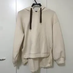 axes femme レース重ね着風パーカー ベージュ フーディー ガーリー