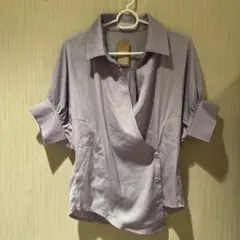 パープル サテン ボリューム袖 ブラウスのサムネイル