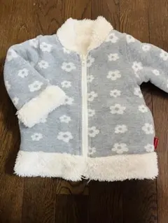 ムージョンジョン　80 リバーシブル　ボア　ジャケット　花柄　もこもこ　白　防寒