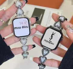 アップルウォッチ シンプル キラキラ 女性 ハート バンド ベルト 可愛い♡