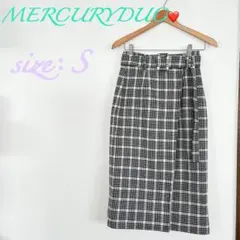 【美品】MERCURYDUO リバーシブルIラインスカートミント　チェック　Ｓのサムネイル