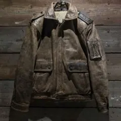 90s　ヴィンテージ　A2型　牛革　ミリタリー　レザージャケット　ダークブラウン