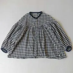 サマンサモスモス ギンガムチェック ギャザーブラウス コットン ブラック F