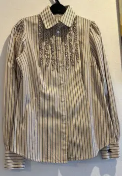 美品　バーバリーブルーレーベル ブラウス 長袖 ストライプ フリル 36 y2k