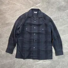 ユニクロU オープンカラーフランネルシャツ S BLUE 2018AW