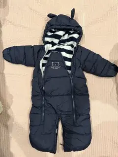 ネイビー フード付き ベビーアウター 50-56cm