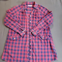 BEAMS Heart チェックシャツ レッド×ネイビー