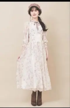 31 sons de mode 花柄 長袖 ロングワンピース プリーツ