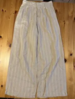 【美品】GAP リネンストライプパンツ　ベージュ　Ｓ