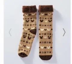 価格改定 ミッキーマウス柄フリースカフ付きソックス23-25cm