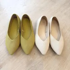 GU UNIQLO パンプスウォッシャブルニットフラットシューズ春靴S