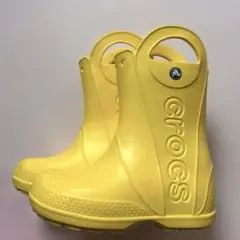 crocs イエロー　黄色　 ゴム製 長靴 ハンドル付き C13