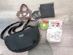 カルディ　エコバッグ　いちご柄ショルダーバッグ　猫柄ミニバッグ＆巾着　まとめ売り