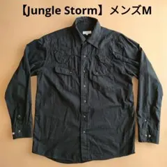 【Jungle Storm】メンズМ ブラック 刺繍入りシャツのサムネイル