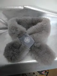 グレー ファー マフラー 刺繍入り