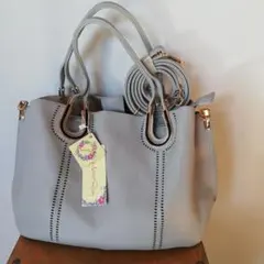 新品　Matte Rasso グレージュ ハンドバッグ ストラップ付き