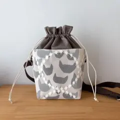 ミナペルホネン anone anone とタンバリンレースの巾着ショルダーバッグ