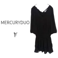 R62【MERCURYDUO】トップス ロングブラック 半袖 おしゃれ ゆったりのサムネイル
