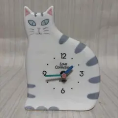 訳あり レア ヴィンテージ 内藤ルネ 猫 時計 陶器 置物 RUNE レトロ