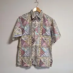 レインスプーナー アロハシャツ 半袖 総柄 ハワイアン M 綿 ハーフボタン