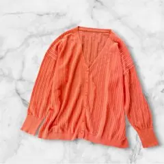 美品 ティティベイトセレクト シアーリブVネックカーディガン オレンジ Sのサムネイル