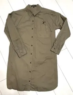 &byP&Ｄ　ロングシャツワンピース　カーキ　フロントシャツ