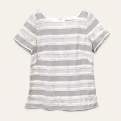 【ビアッジョブルー】ボーダーTシャツ　ラメ生地　グレー　1　大人可愛い　シルク混のサムネイル