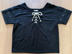 axes レース袖 半袖Tシャツ ブラックのサムネイル