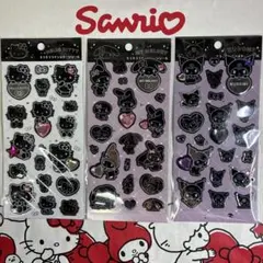 ハローキティ　マイメロディ　クロミキラキララインストーンシール3枚セット