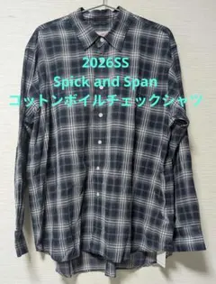 新品Spick & Span 26SSコットンボイルチェックシャツネイビーベースのサムネイル