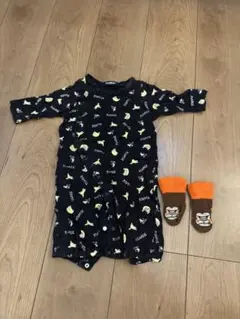 バナナ柄ロンパース XLARGEと靴下セット　新生児